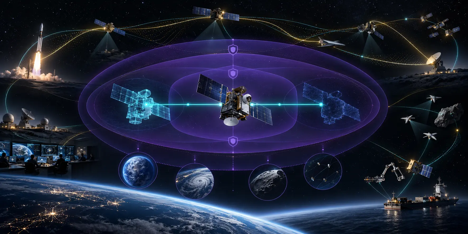Persistent identity, contextual authority boundaries, and mission orchestration connecting independent operational systems